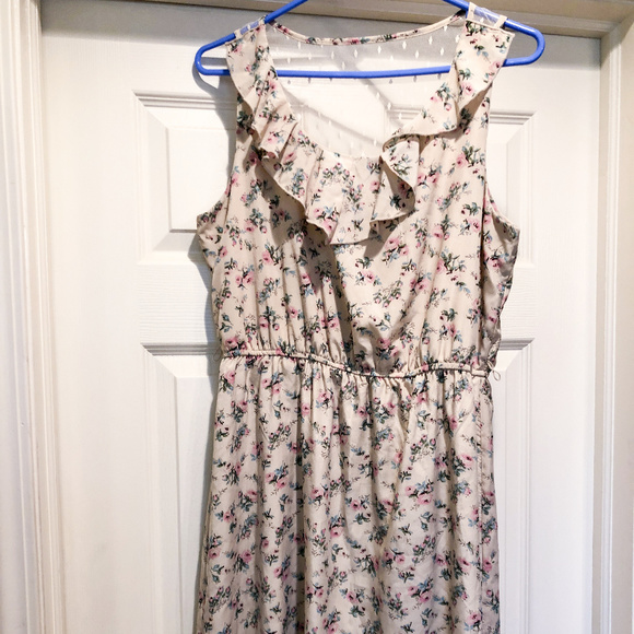 Maurices Ruffle Neck Sheer Back Dress - Picture 1 of 4